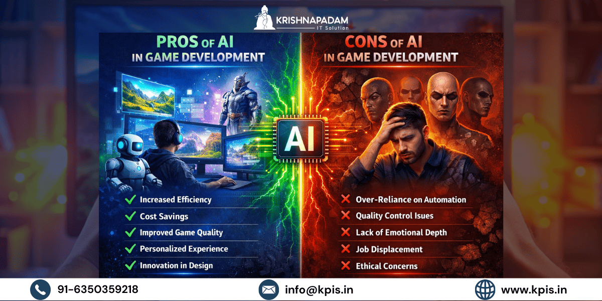 Pros and Cons of AI in Game Development- KrishnaPadam IT Solution 