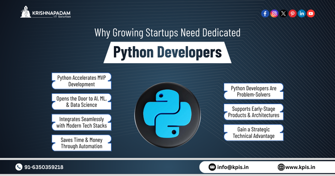 Why Growing Startups Need Dedicated Python Developers | Boost Startup Growth by 60–70%- KrishnaPadam IT Solution